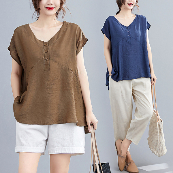 เสื้อผ้าฝ้าย เสื้อผ้าลินิน สไตล์ฤดูร้อน BY Lian Zhi Cotton and linen art สไตล์VINTAGE มีขนาดไซส์อกประมาณ 35-40 นิ้ว