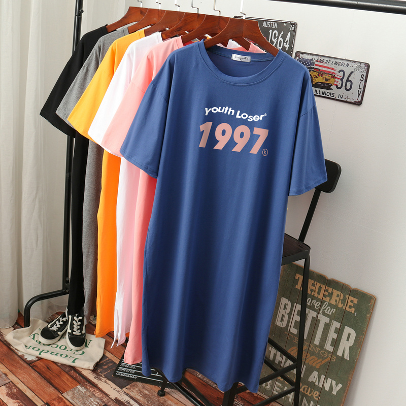 เดรสสไตล์เสื้อยืด S-3XL(อกเสื้อยืด 43- 51 นิ้ว)ใส่สบายๆอยู่บ้าน ใส่นอน