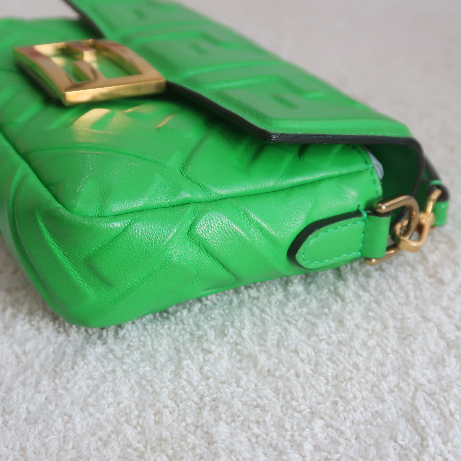 Fendi Green Nappa FF Mini Baguette