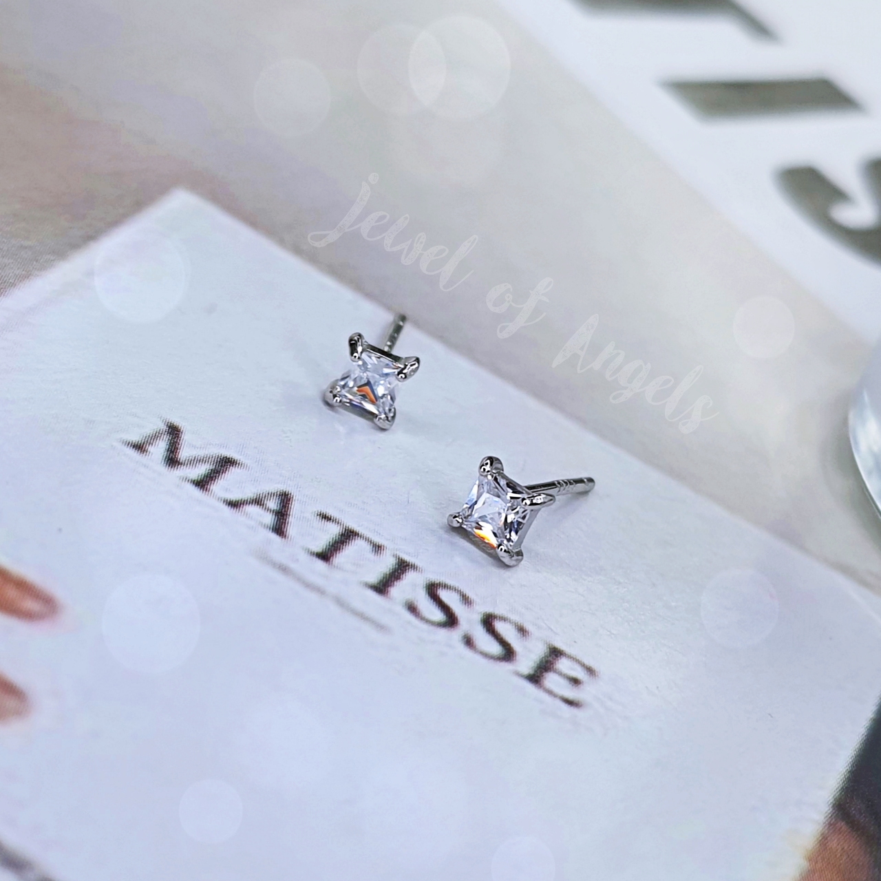 ต่างหูเงินแท้ S925 รุ่น Equal เพชรCZ สี่เหลี่ยม สีเงิน เงินแท้ทั้งชิ้น Silver925 ต่างหูน่ารัก ต่างหูผู้หญิง ตุ้มหูเงินแฟชั่น