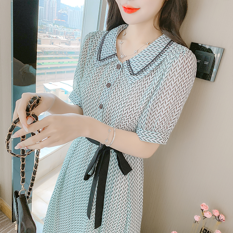 เดรสลูกไม้ เดรสชีฟองสวยๆ แขนสั้น By Meiyi women's clothing