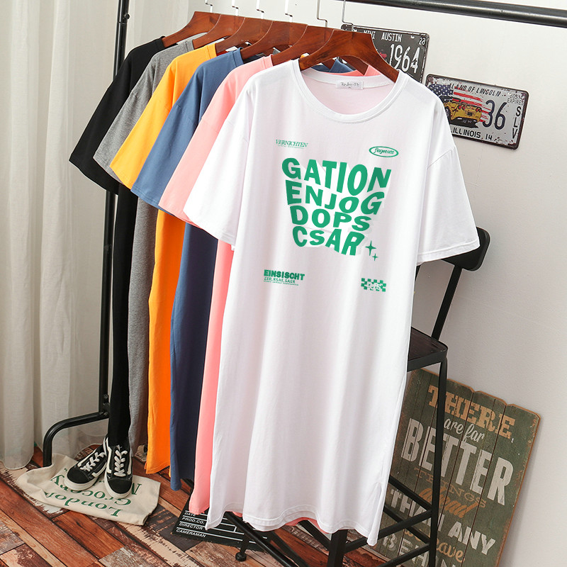 เดรสสไตล์เสื้อยืด S-3XL(อกเสื้อยืด 43- 51 นิ้ว)ใส่สบายๆอยู่บ้าน ใส่นอน