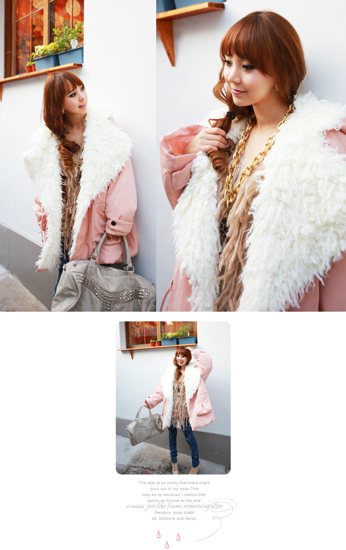 Sweet and cute casual loose hooded warm cotton jacket เสื้อกันหนาวทรงสวย สีชมพูหม่น น่ารักมาก แบรนด์ RJ STORY แท้ พร้อมส่ง pink