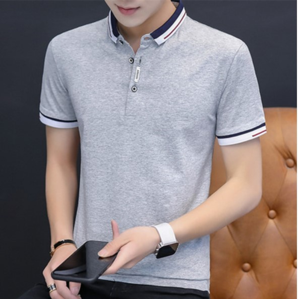 เสื้อ polo ผู้ชาย แบบวัยรุ่น สีพื้น ตัดขอบสีขาว ที่แขน และ คอปก เพิ่มความมีมิติ เสื้อ polo ใส่เที่ยว ทำงาน เท่ ๆ 700782
