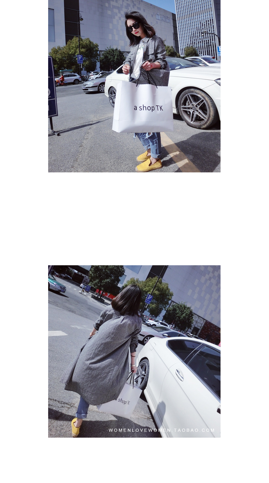 เสื้อคลุมลายสก๊อต ตัวยาว เกาหลีฝุดๆ พร้อมส่ง ลายขาวดำ