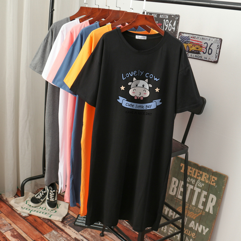 เดรสสไตล์เสื้อยืด S-3XL(อกเสื้อยืด 43- 51 นิ้ว)ใส่สบายๆอยู่บ้าน ใส่นอน