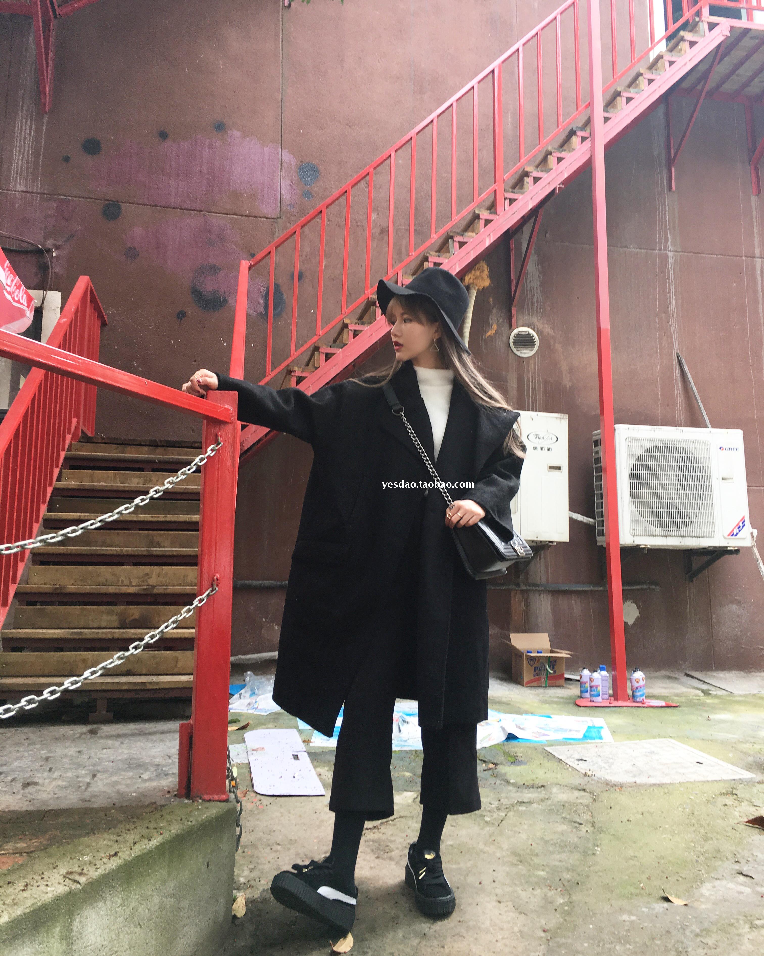 เสื้อโค้ทกันหนาว ทรงยาวโคล่ง แต่งกระเป๋า 4 จุด (กระเป๋าจริง) ผ้าวูลเนื้อละเอียด บุซับในกันลม งานดีค่าา พร้อมส่ง สีดำ