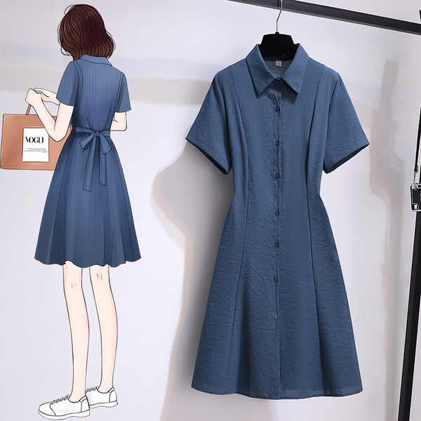 เดรสคนอ้วน เดรสสาวอวบ ชุดเดรสคนอ้วนวัยรุ่นแขนสั้น BY PLUS SIZE Girl