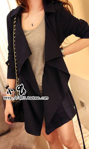 สูทเก๋ๆ พร้อมสายผูกเอว ผ้าทิ้งตัว พร้อมส่ง สีกรมท่า กรมท่า