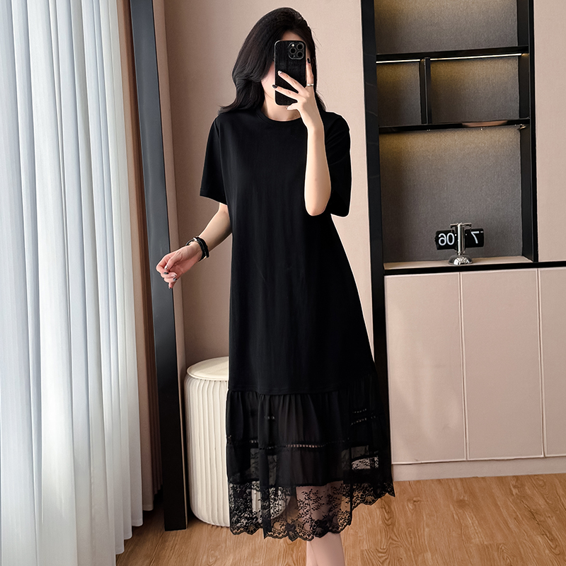 เดรสสีดำ ชุดเดรสคนอ้วน ชุดเดรสสาวพลัสไซส์ XL-5XL