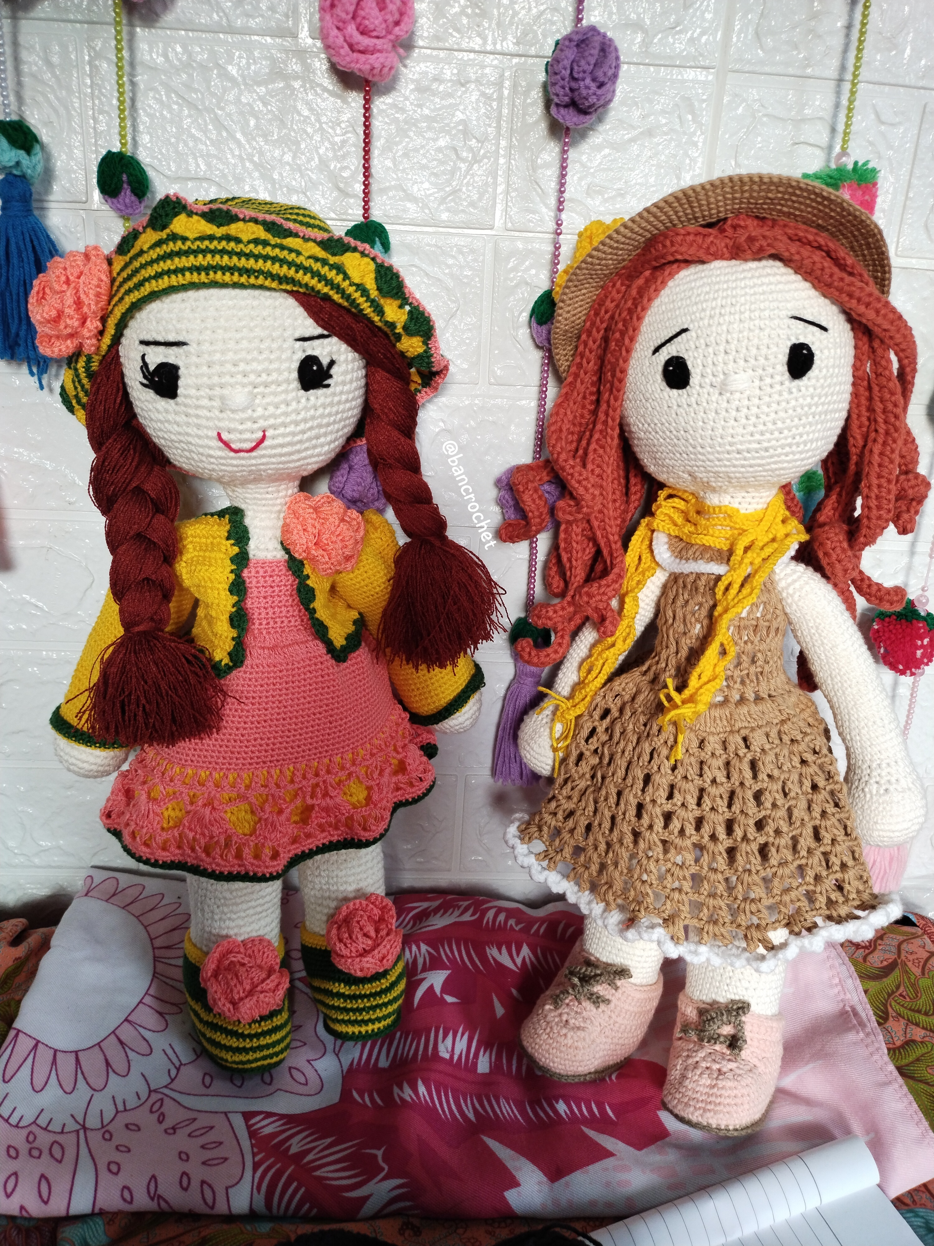 Bancrochet ตุ๊กตาถักโครเชต์รูปคน crochet doll หลากสี 14 inch