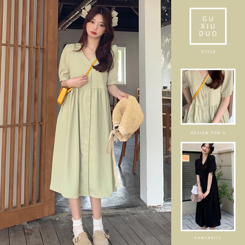 เดรสแขนสั้นมีไซส์L-4XLอก38-47นิ้ว