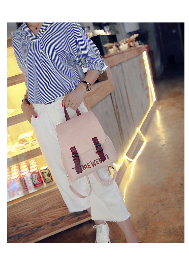 กระเป๋าเป้ สไตล์เกาหลี ลายปัก ทรงน่ารัก สีชมพู หนังนิ่ม พร้อมส่ง pink