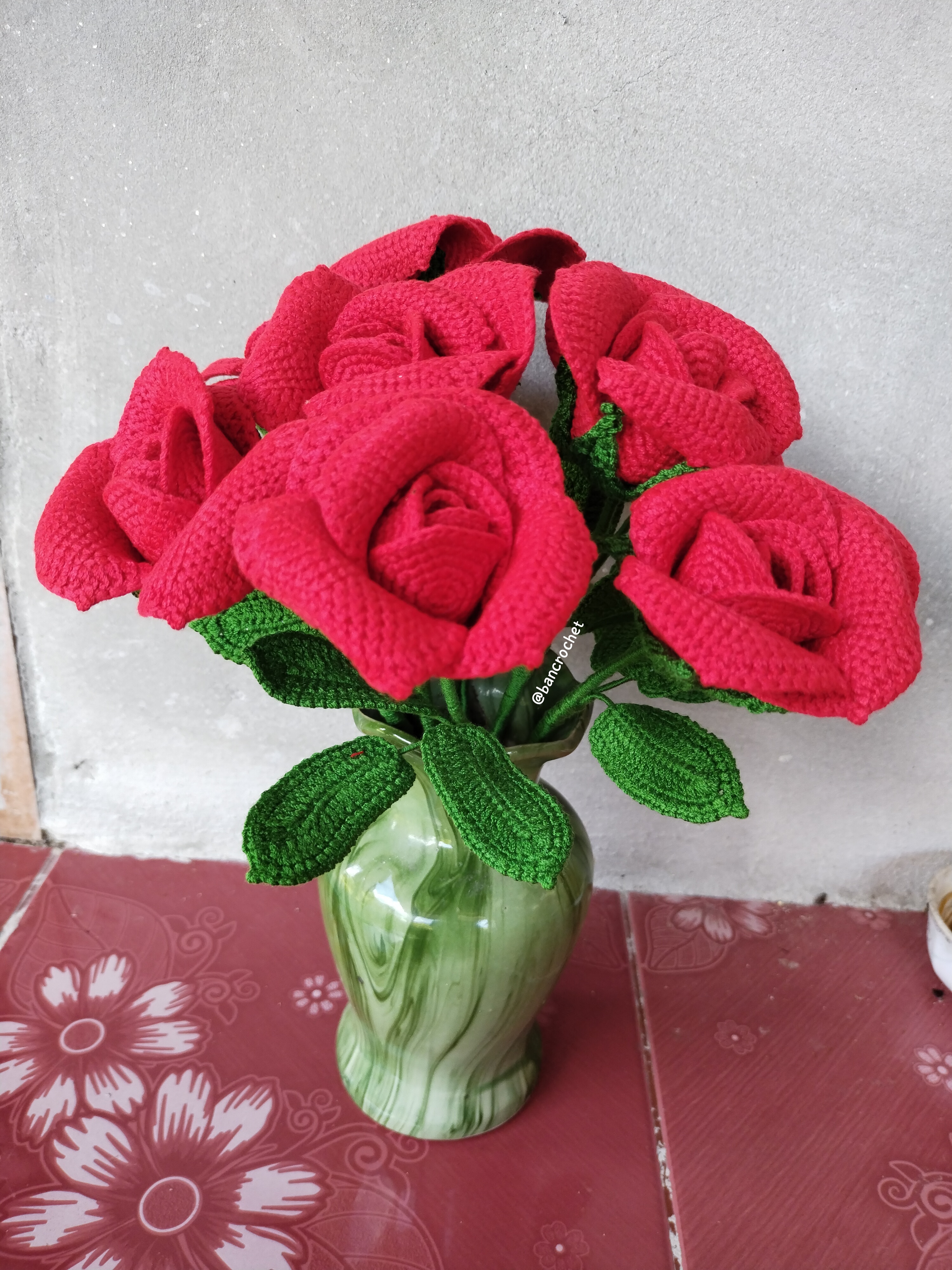 Bancrochet ดอกกุหลาบถักโครเชต์ crochet rose หลากสี