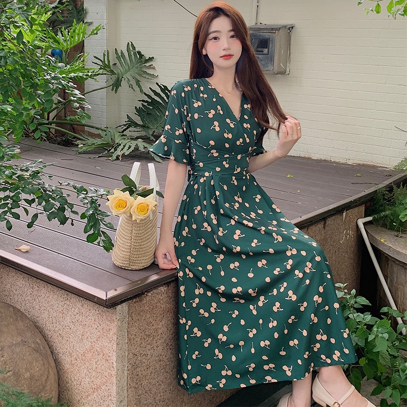 เดรสแขนสั้น มีไซส์ L-4XLอก 38-47 นิ้ว ใส่ได้ทั้งสาวหุ่นดีน่ารักจนถึงสาวอวบพลัสไซส์