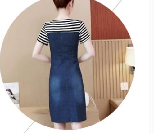 เดรส เข้ารูป เดรสยีนส์ แบบสวย ๆ ใส่ทำงาน แบบด้านบน เป็นซีทรู และ แบบเสื้อยืดด้านบน 510635