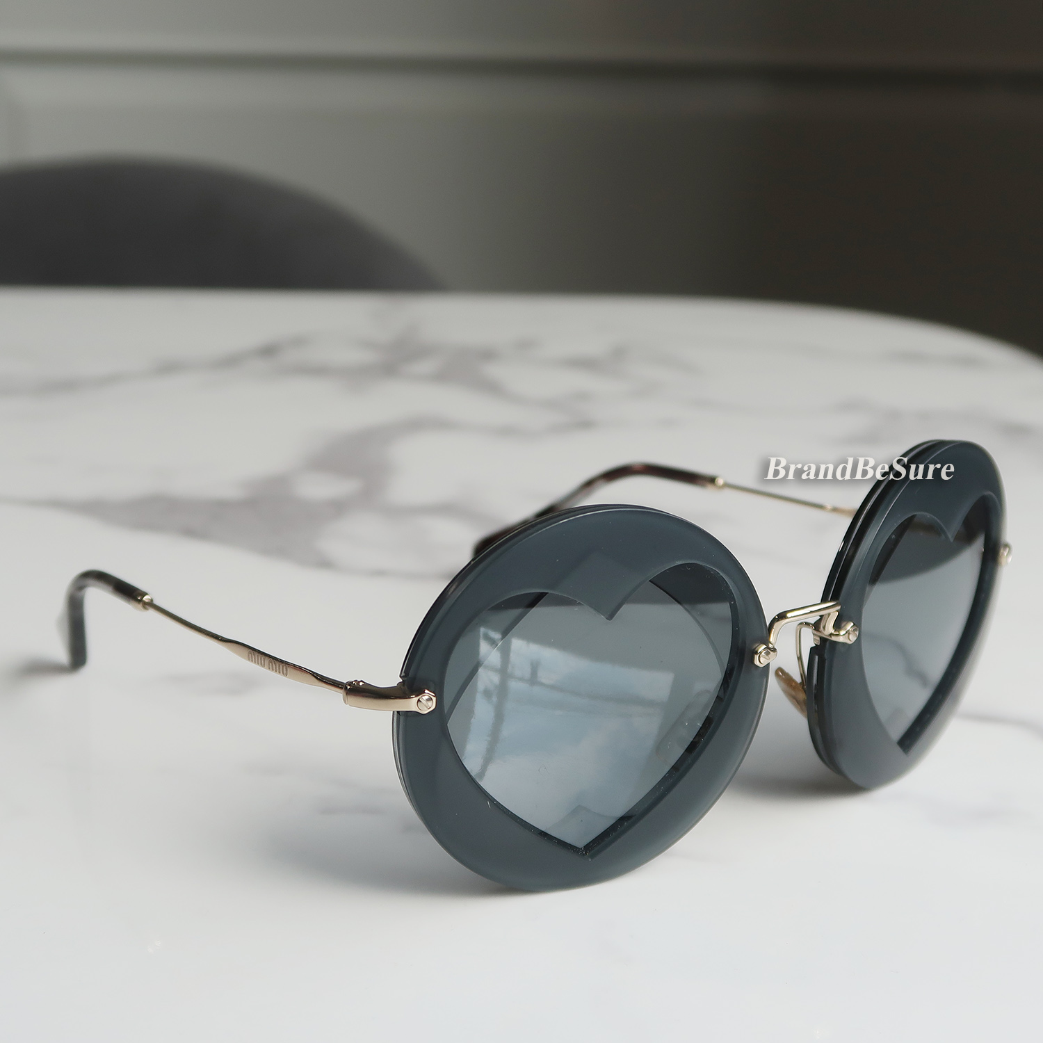 Miu Miu Black Lens Heart/Round Overlapping Game Sunglasses