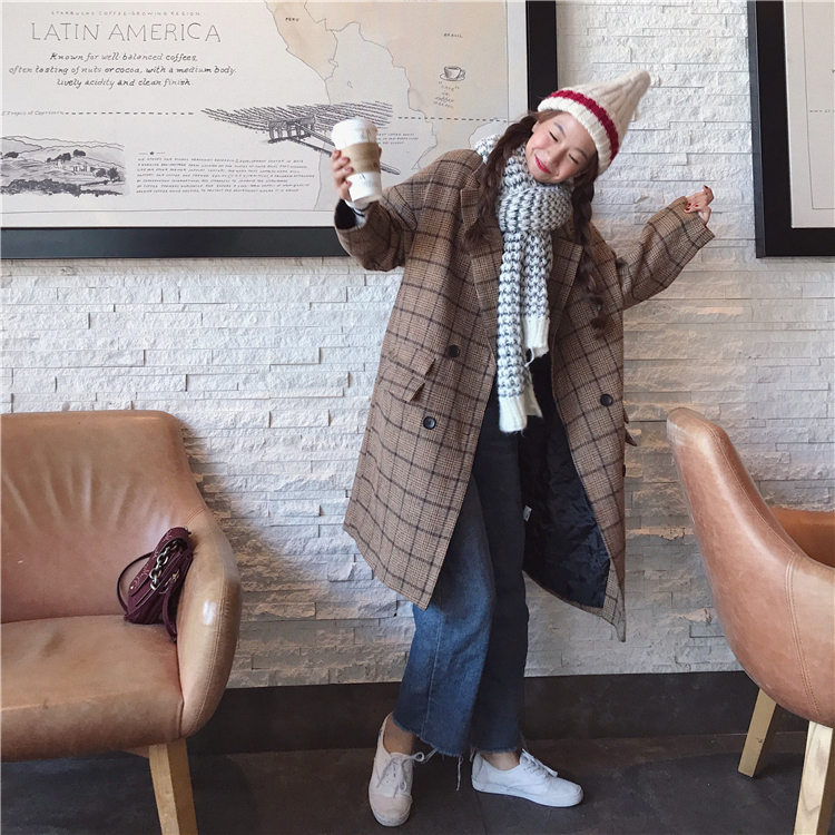 เสื้อคลุมกันหนาว สไตล์ญี่ปุ่น ผ้ากระสอบลายสก๊อต บุซับในกันลม ใครชอบแนวนี้ต้องรีบจัดเลยจ้า