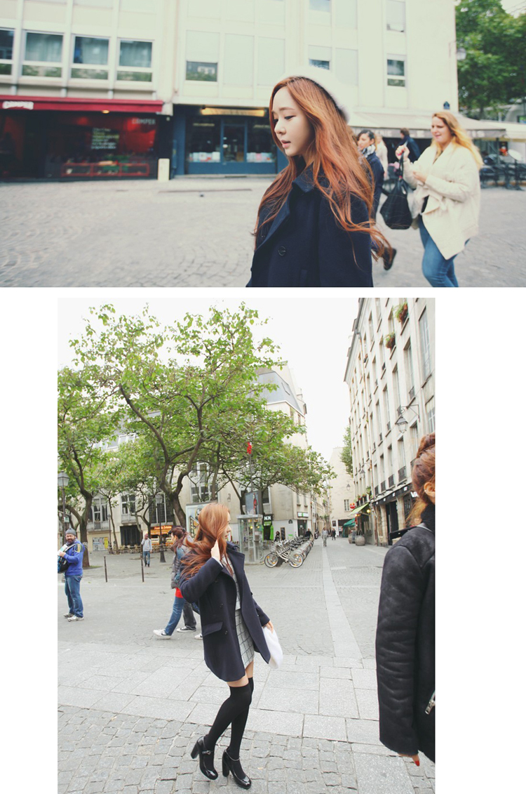 เสื้อโค้ทกันหนาว รุ่นกระดุม 2 แถว สไตล์เกาหลี ผ้าวูลผสม พร้อมส่ง DARK BLUE