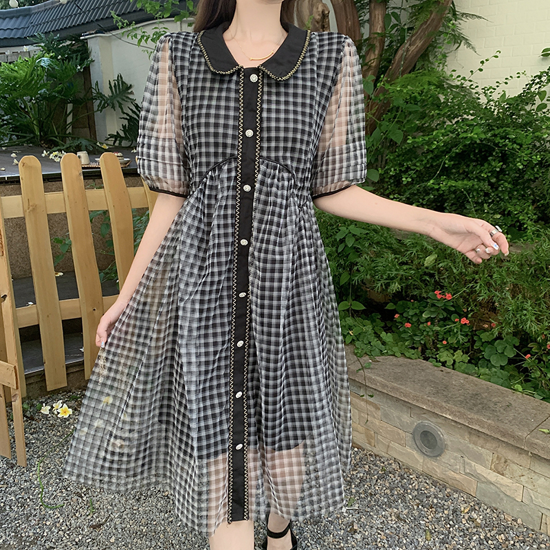เดรสคนอ้วน เดรสสาวอวบ ชุดเดรสคนอ้วนวัยรุ่นแขนสั้น BY PLUS SIZE Girl