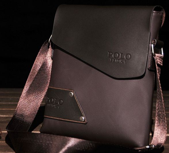 กระเป๋าสะพายข้าง ผู้ชาย ผ้าไนลอน ผสมหนังแท้ สไตล์ วัยรุ่น กระเป๋า Polo สะพายข้าง ใส่กระเป๋าสตางค์ สีดำ และ สีน้ำตาล ดีไซน์ สวย 96543