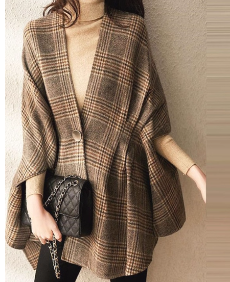 เสื้อกันหนาว ทรงผ้าคลุมไหล่ โทนสีน้ำตาล แฟชั่น เสื้อกันหนาว สุดชิค แบบวัยรุ่น น่ารัก ๆ 701421