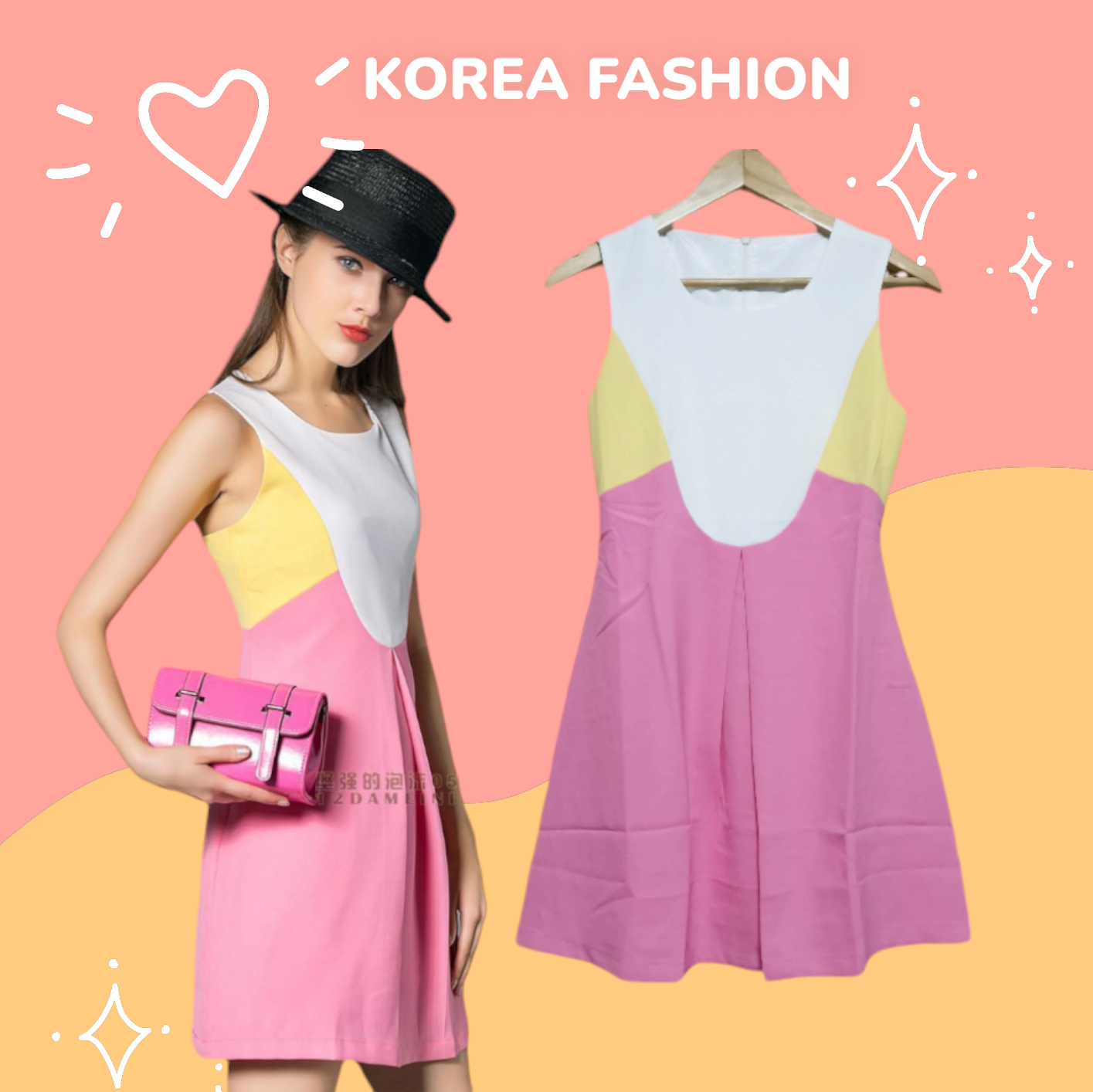 Dress4172 เดรสแขนกุดทรงสวย ดีเทลเก๋ๆ ตัดต่อสลับสี ผ้าโพลีเนื้อดีมีน้ำหนักทิ้งตัว งานดีทรงสวย ผ้าสวยเหมือนราคาหลักพัน แนะนำเลยจ้า
