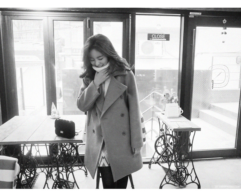 เสื้อโค้ทกันหนาว สไตล์เกาหลี หวานๆ ดีไซน์หรู งานดี ใส่ได้หลายแบบ ผ้าวูลเนื้อละเอียด บุซับในกันลม