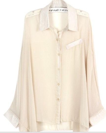 เสื้อเชิ้ต ผ้าชีฟอง แขนยาว สีพื้น สีขาว no 68648_3