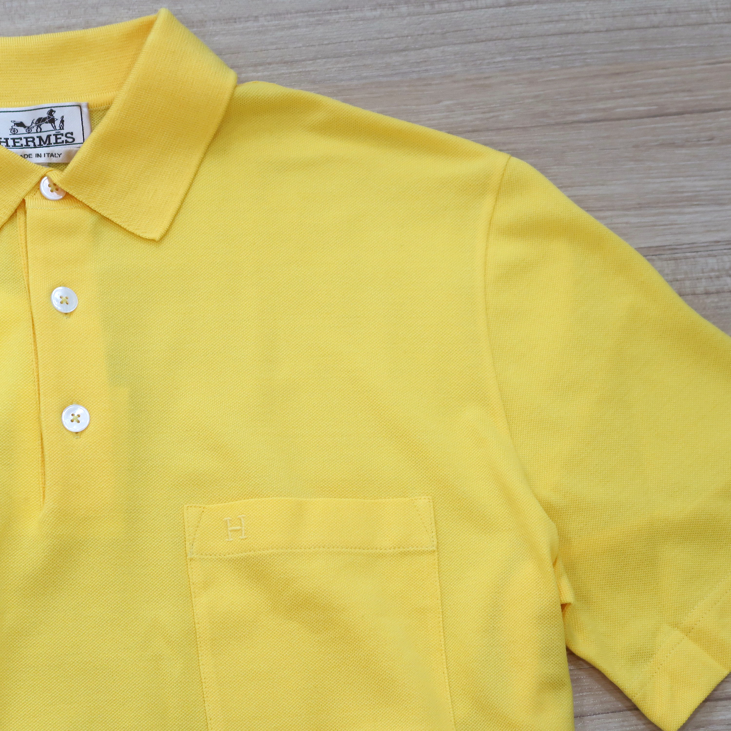 Hermes Jaune Vif Cotton Polo Shirts Size M