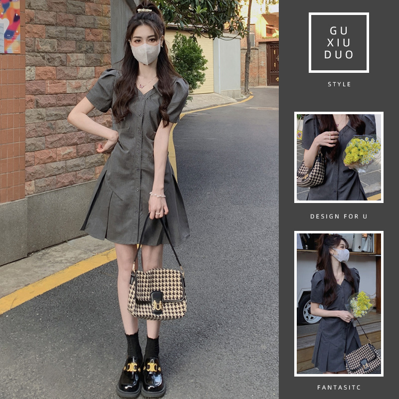 เดรสแขนสั้นมีไซส์L-4XLอก38-47นิ้ว