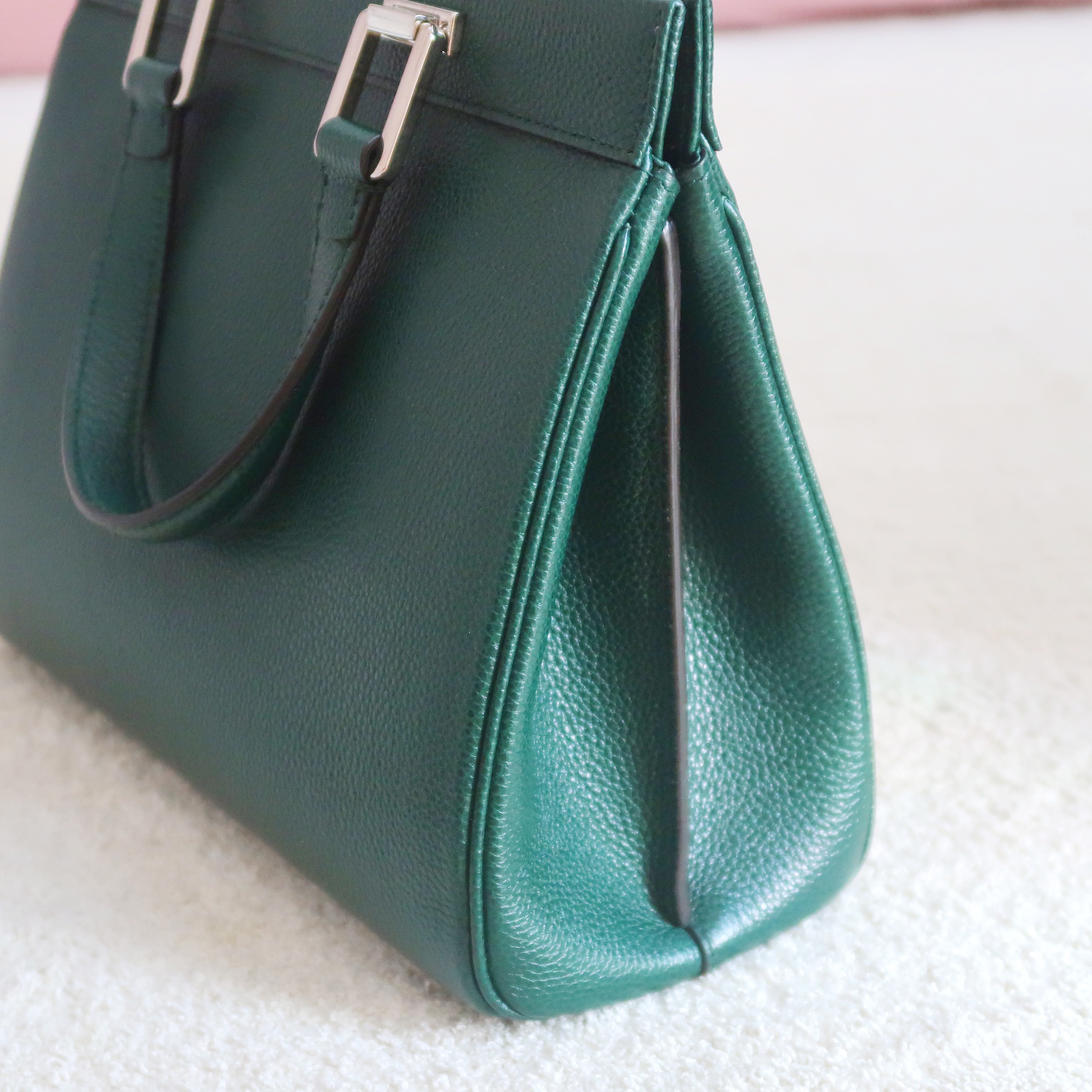 Gucci Green Grain Calfskin Zumi Top Handle Bag