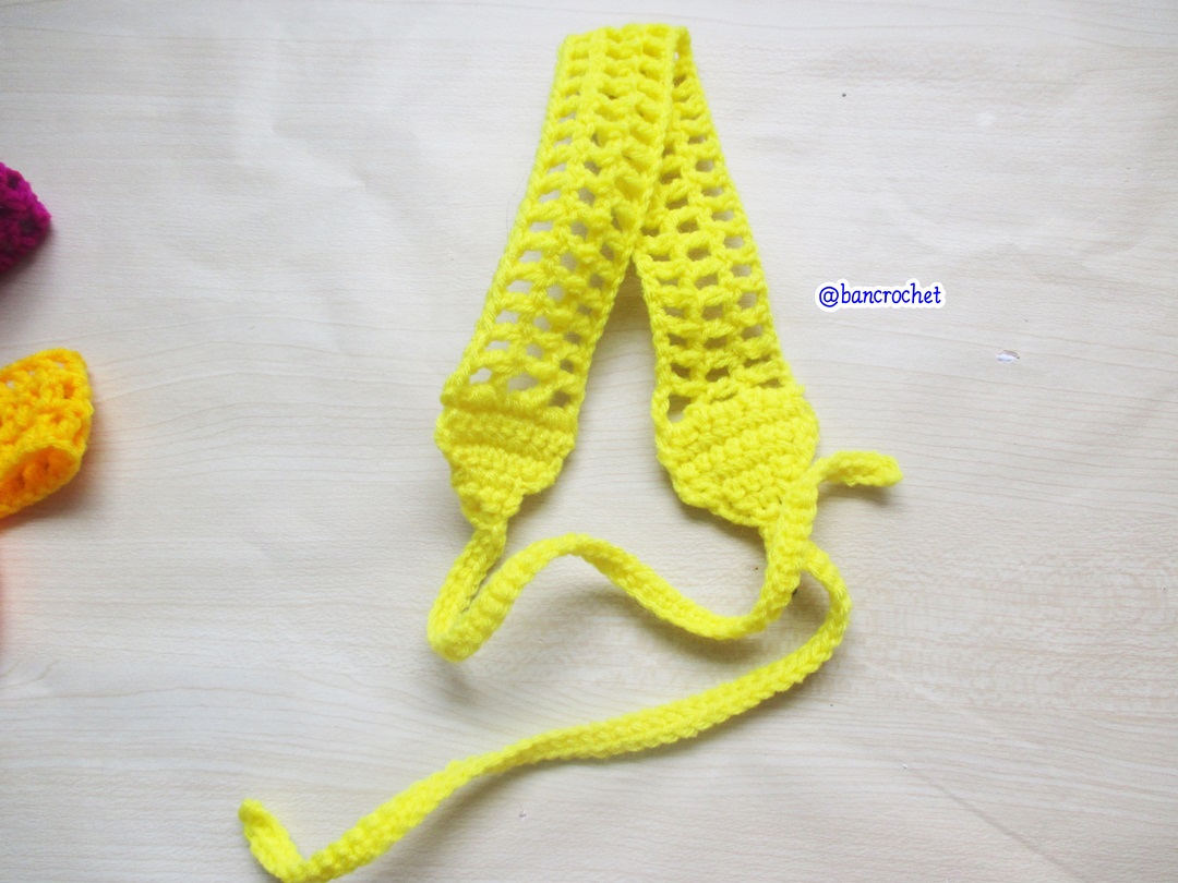 Bancrochet ที่คาดผมถักโครเชต์ crochet headband เหลืองเข้ม 1-1.5*13 inch