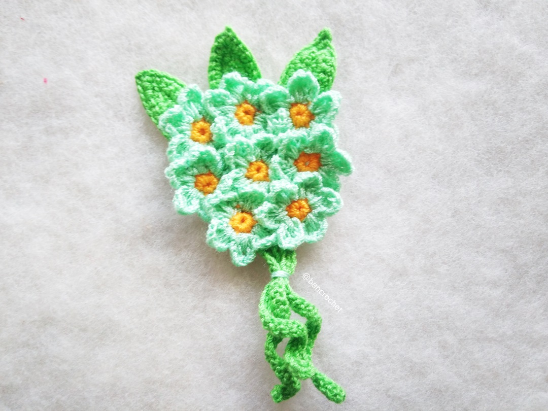 เฉพาะราคาส่ง ช่อดอกไม้จิ๋วถักโครเชต์ Mini flower bouquet crochet (only wholesale) สำเนา หลากสี 5 นิ้ว