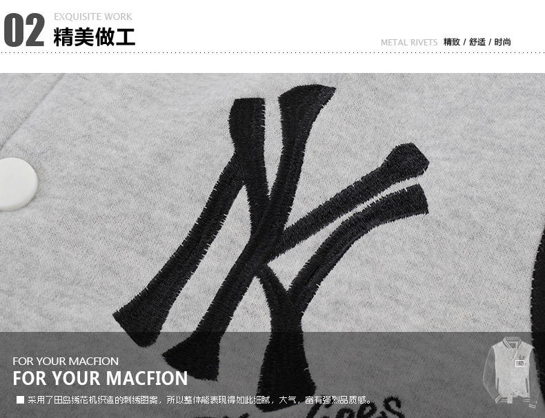 เสื้อเบสบอล Macfion ลาย NY สีกรมเทา ใส่ได้ทั้งผู้ชายและผู้หญิง same pic