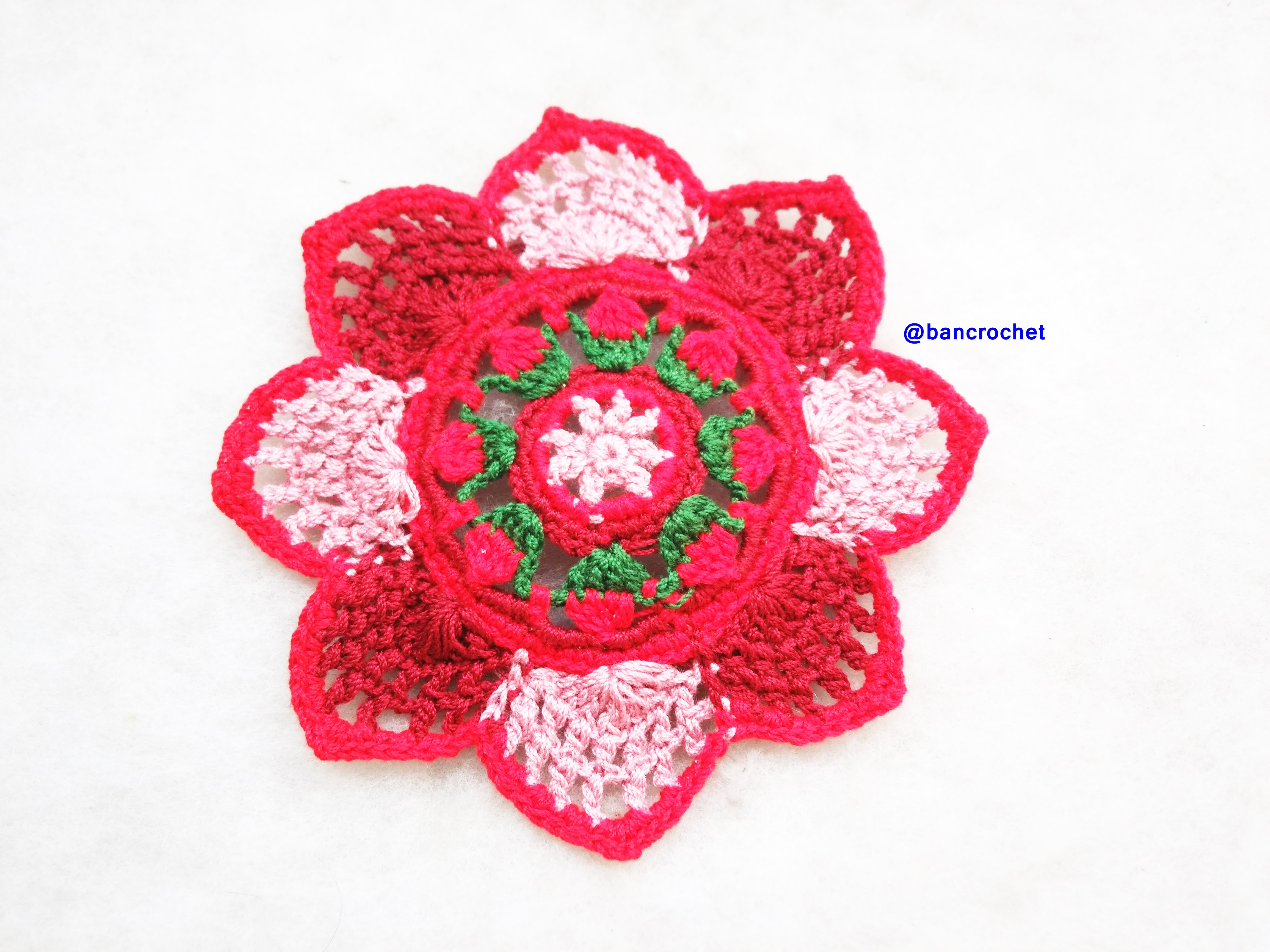 Bancrochet ที่รองแก้วถักโครเชต์ crochet coasters หลากสี 4 นิ้ว