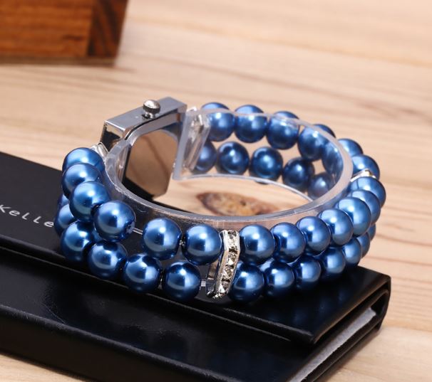 นาฬิกากำไลสร้อยข้อมือ นาฬิกาข้อมือ ผู้หญิง สายลูกปัด สีน้ำเงิน แดง ชมพู นาฬิกาข้อมือ วัยรุ่น แบบกำไล น่ารัก 495512