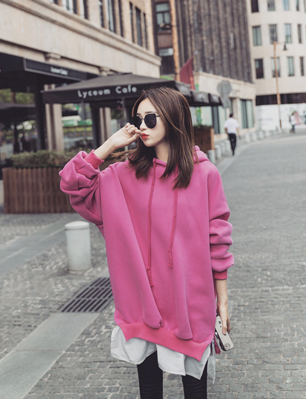 เสื้อกันหนาวฮู้ดดี้ แฟชั่นเกาหลี หูหมี ผ้าเนื้อนุ่ม ด้านในเป็นผ้าสำลี กันหนาวได้จ้า พร้อมส่ง งานจริงในภาพสุดท้าย ชมพู