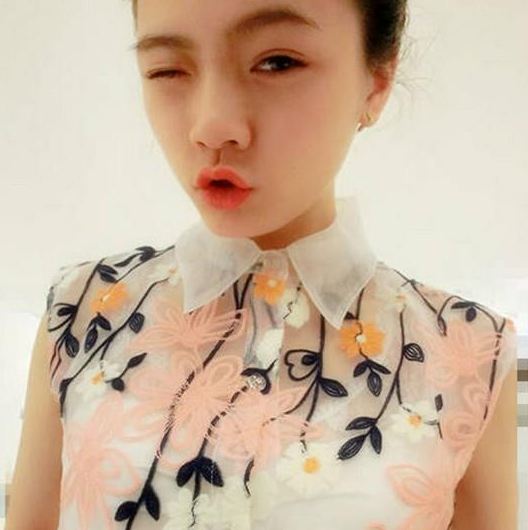 เสื้อ ซีทรู แขนกุด คอปก ปักลายดอกไม้ สวยหวาน มากค่ะ ผ้าชีฟอง no 56666
