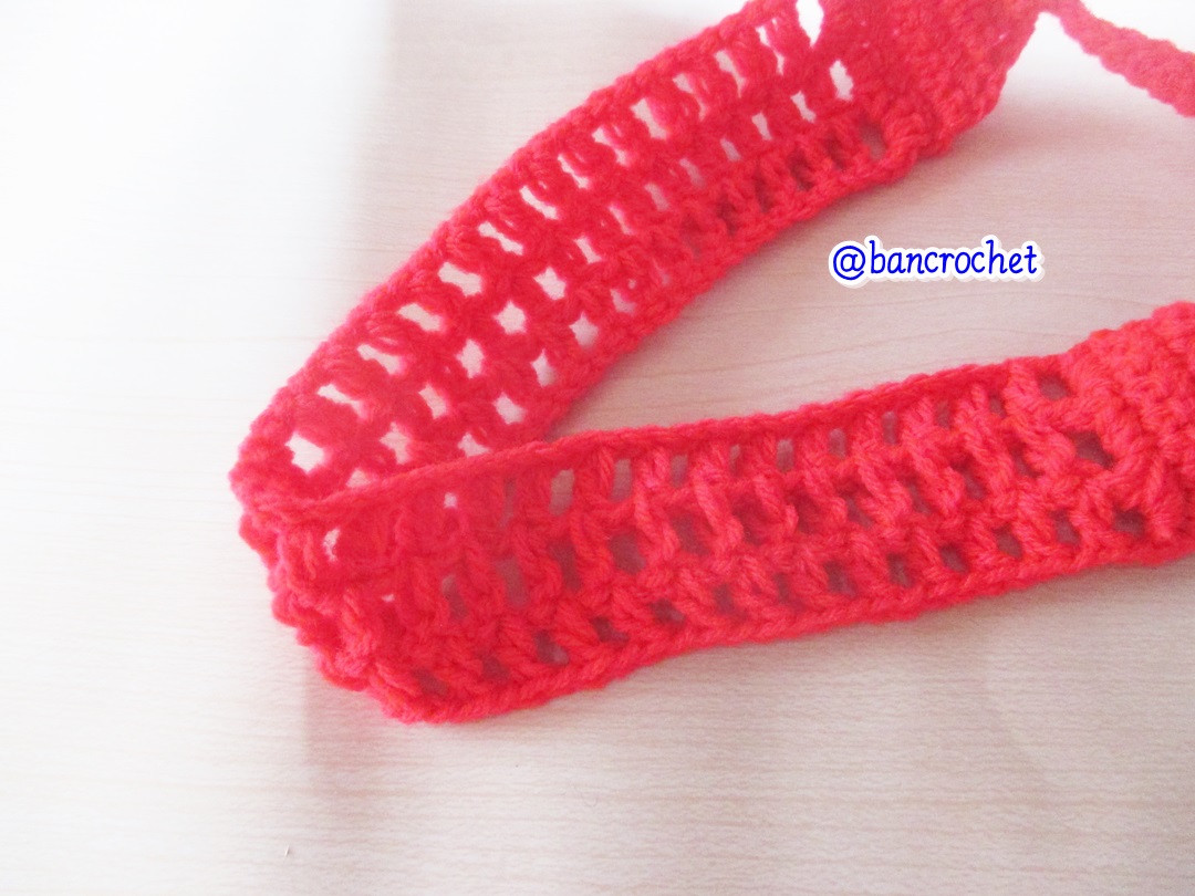 Bancrochet ที่คาดผมถักโครเชต์ crochet headband แดง 1-1.5*13 inch
