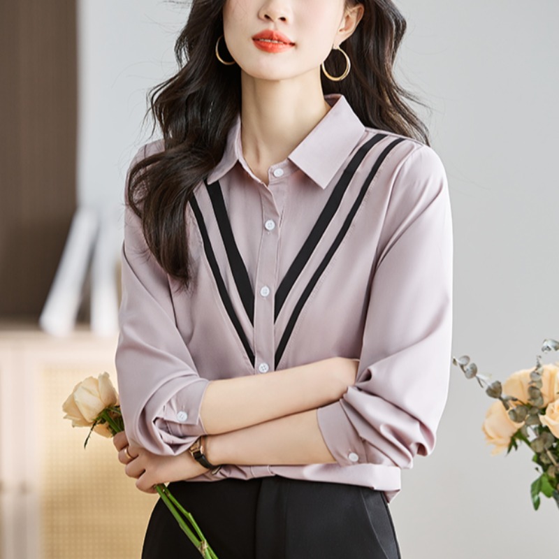 เสื้อเชิ้ตผู้หญิงแขนยาว เสื้อเชิ้ตผู้หญิงใส่ทํางาน 390 บาทต่อชิ้น ฟรีค่าจัดส่ง