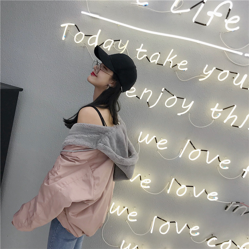 งานจริงน่ารักมาก!! เสื้อกันหนาวบุขนช่วงตัวและฮู้ดนุ่มสุดๆ ทรงโคล่ง Over Size ช่วงแขนบุซับในกันลม งานดีพร้อมส่งจ้า สีชมพูนู๊ด