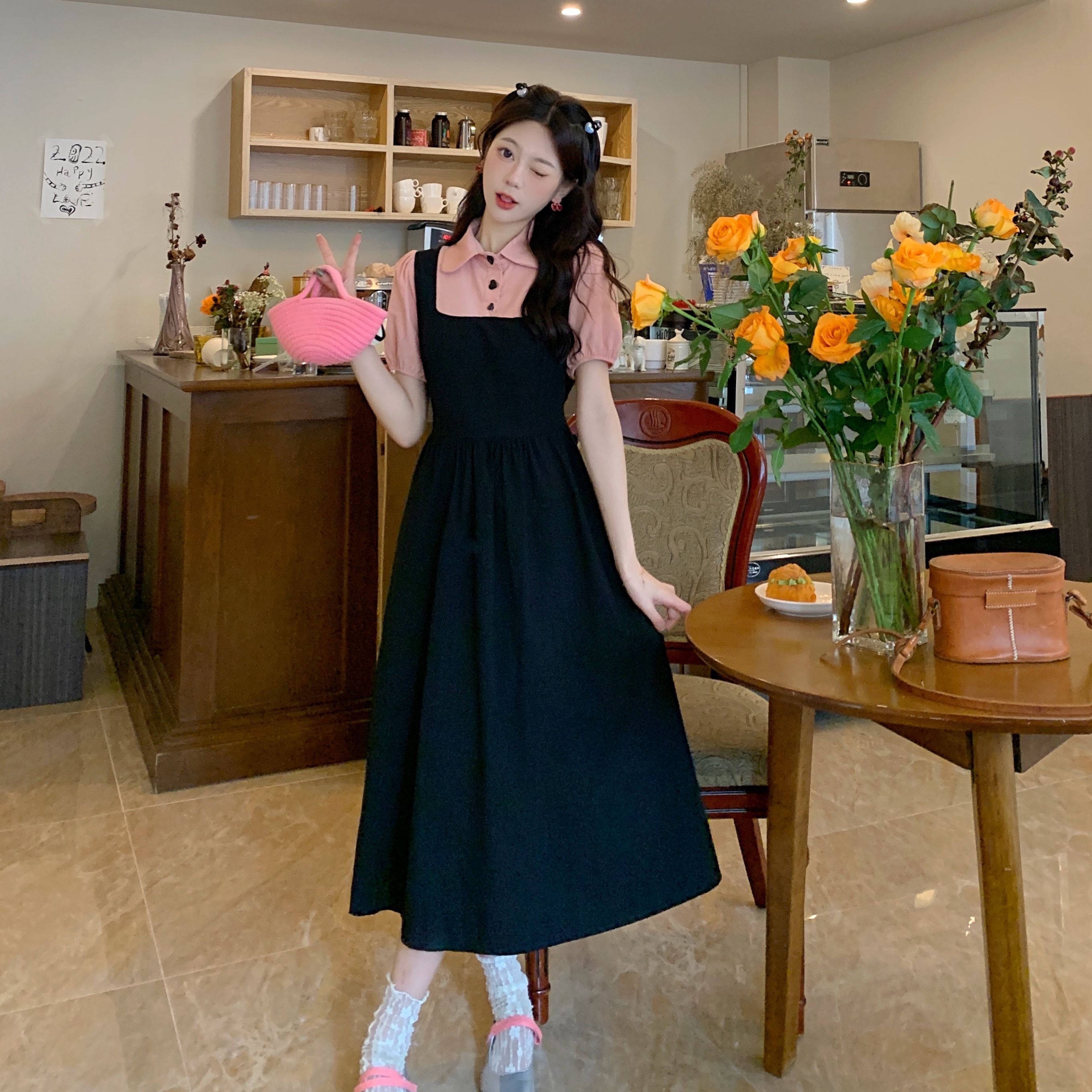 เดรสแขนสั้น มีไซส์ L-4XLอก 38-47 นิ้ว ใส่ได้ทั้งสาวหุ่นดีน่ารักจนถึงสาวอวบพลัสไซส์