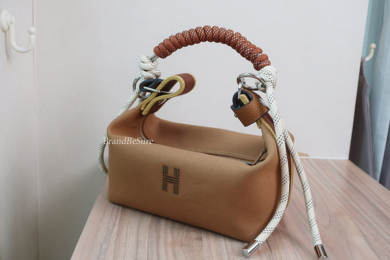 Hermes Brown Canvas Bride-A-Brac Case Small Bag