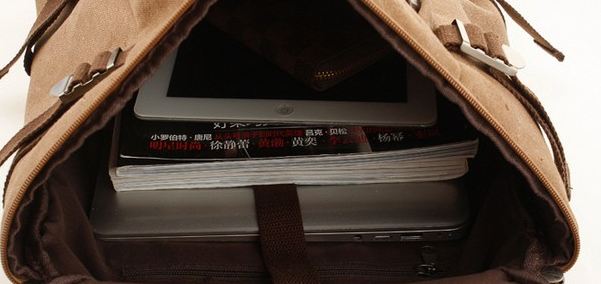 กระเป๋าเป้ กระเป๋าสะพาย กระเป๋าเดินทาง ผู้หญิง ผู้ชาย ใช้ได้ ผ้า Canvas อย่างหนา วัสดุอย่างดี ทำเป็นรูป ทรงกระบอก ใส่นิตยสาร หรือ เสื้อผ้า เที่ยวเขาได้ no 7432833