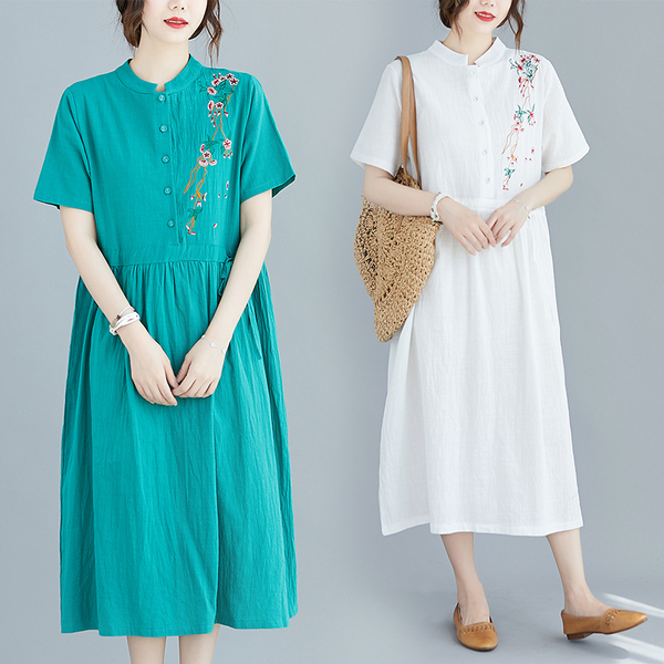 เสื้อผ้าฝ้าย เสื้อผ้าลินิน สไตล์ฤดูร้อน BY Lian Zhi Cotton and linen art สไตล์VINTAGE มีขนาดไซส์อกประมาณ 35-40 นิ้ว