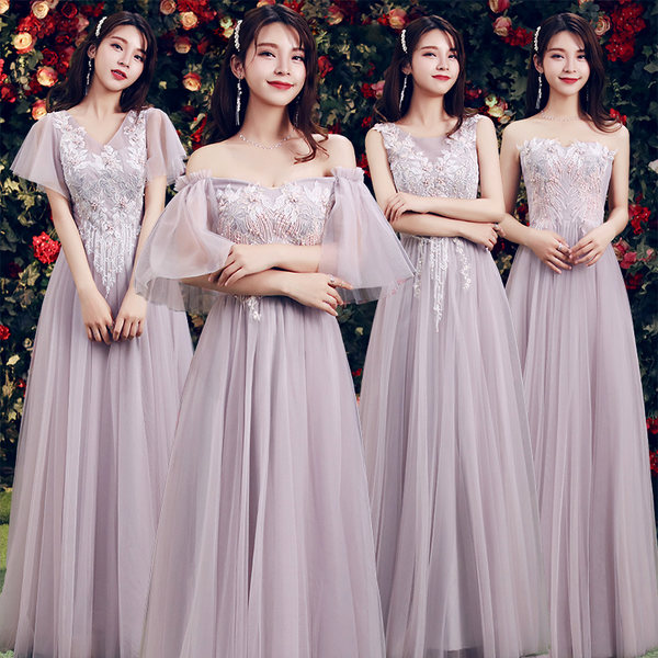 ชุดเพื่อนเจ้าสาว ชุดไปงานแต่งงาน ชุดเพื่อนเจ้าสาวสีเทา