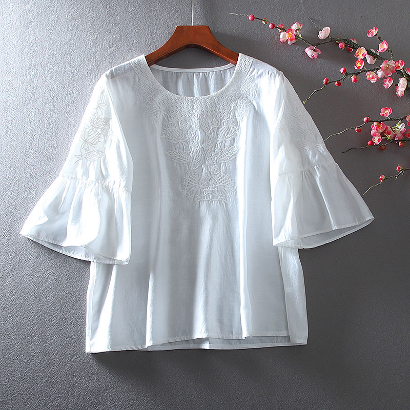 เสื้อลินิน เสื้อผ้าฝ้ายลินิน เสื้อเชิ้ตผ้าลินิน ปักลายสวยๆด้วยด้าย สไตล์VINTAGE BY Dreamroom