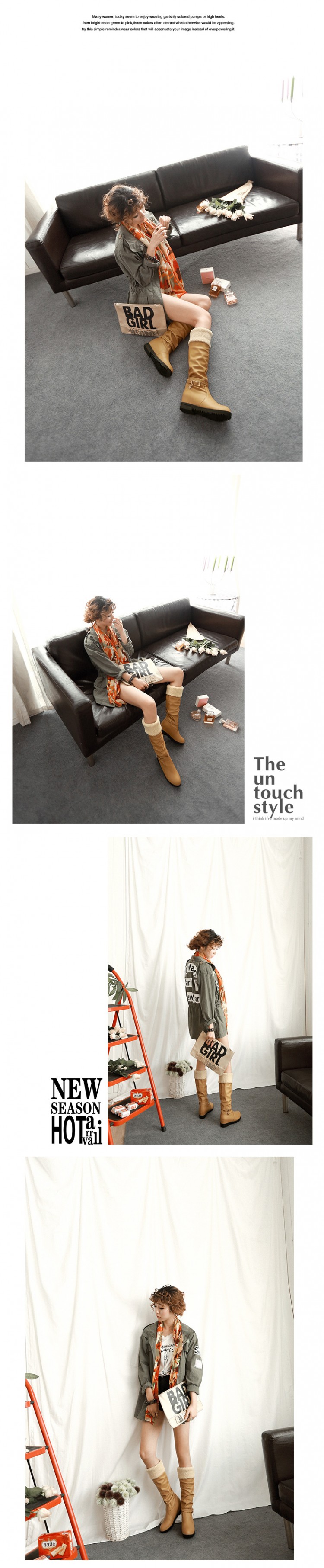 Boots รองเท้าบูท หนังสีน้ำตาลอ่อนแบบยาว เสริมส้นด้านใน บุขนแกะอุ่นและนุ่มมาก งานดีเหมือนแบบค่ะ