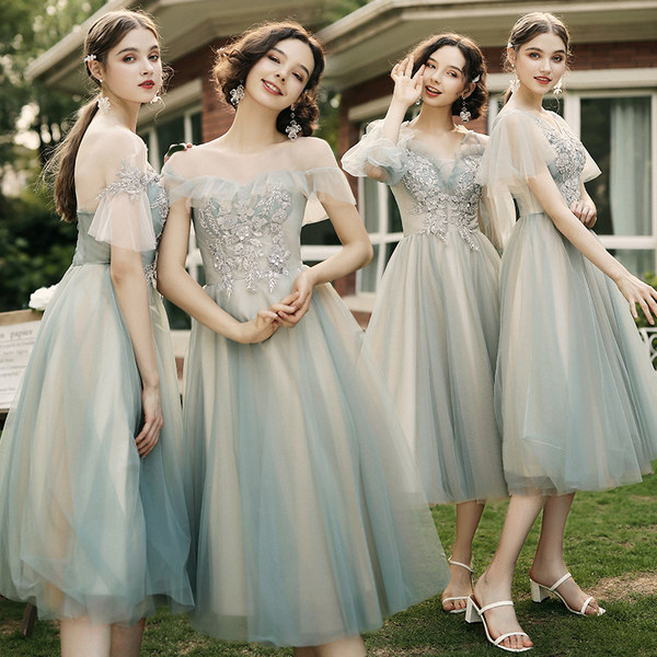 ชุดเพื่อนเจ้าสาว ชุดไปงานแต่งงาน ชุดเพื่อนเจ้าสาวสีเทา